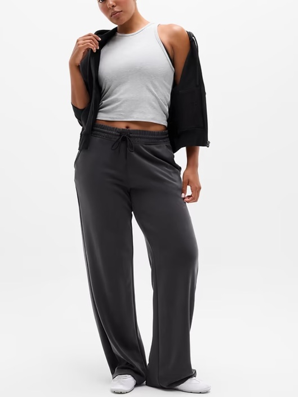 Athleta Seasoft Mid Rise Straight Pant Size Large Sandwash Black